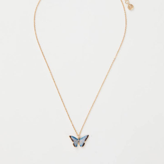 blue enamel butterfly necklace