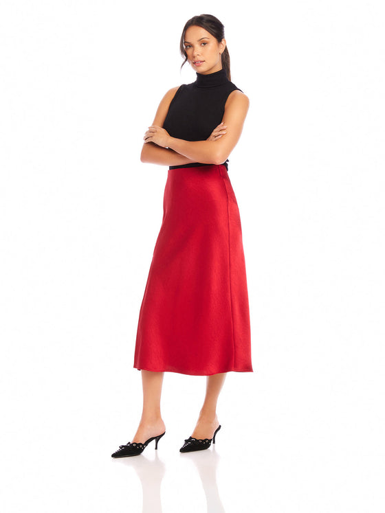 brielle midi skirt in cherry