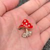 rhinestone mushroom brooch