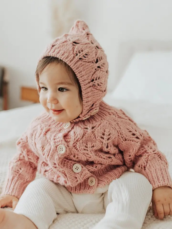 leaf lace baby cardigan