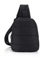 puffer crossbody backpack in black