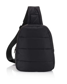  puffer crossbody backpack in black