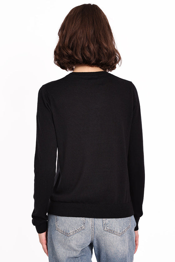 supima cotton long sleeve crew in black