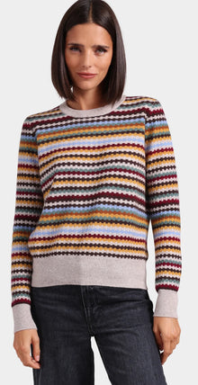  cashmere textured stripe crew