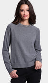 cotton cashmere raglan jewel crew neck in gray shadow