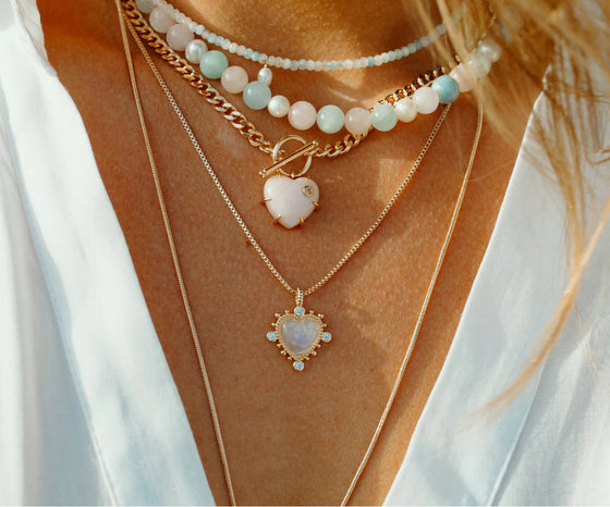 heavenly heart necklace in moonstone