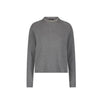 cotton cashmere raglan jewel crew neck in gray shadow