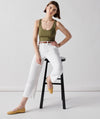 vacation high rise crop pant in white