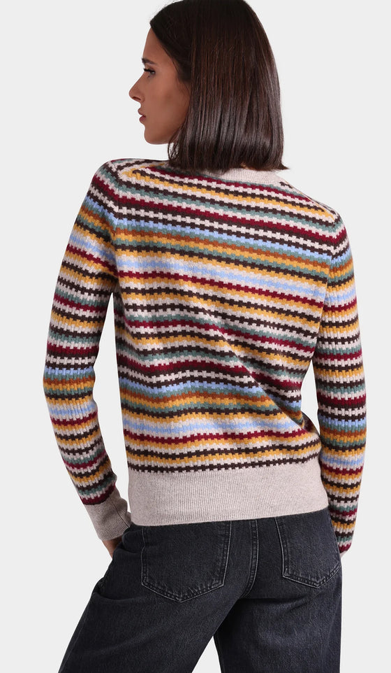 cashmere textured stripe crew