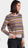 cashmere textured stripe crew