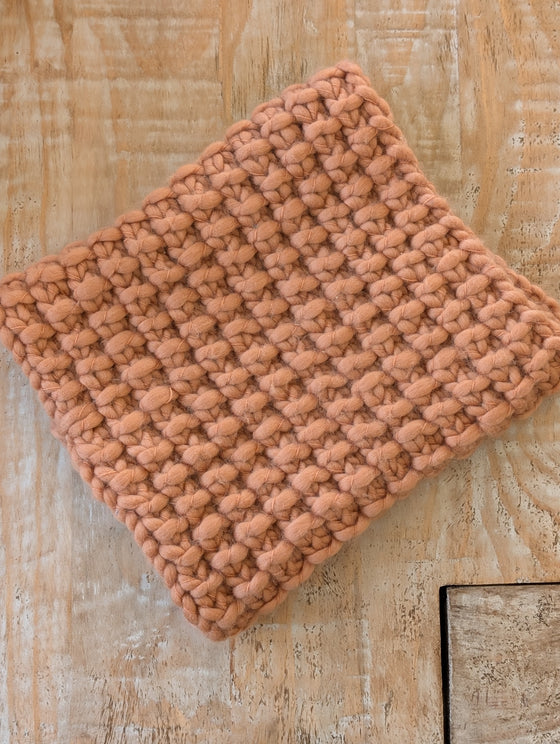 "finally fall" knit cowl in chai