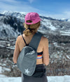 puffer crossbody backpack in cool gray with star