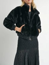  daring vegan fur zip up jacket