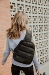 puffer crossbody backpack in black