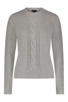  center cable cropped sweater in light heather