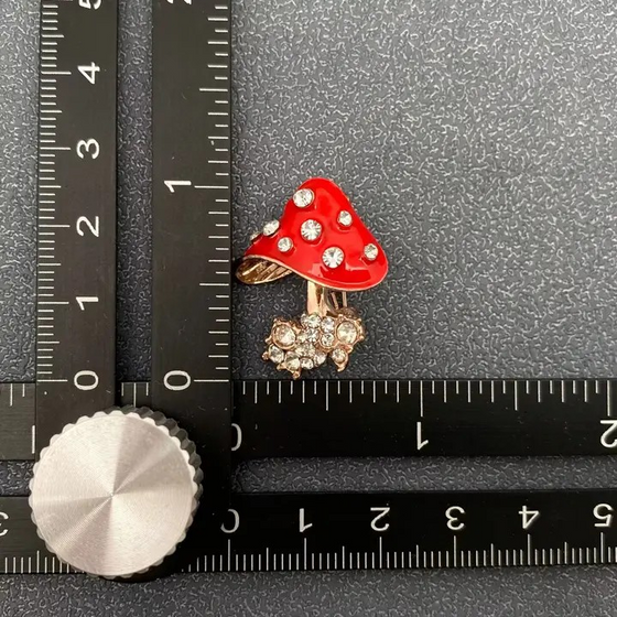 rhinestone mushroom brooch