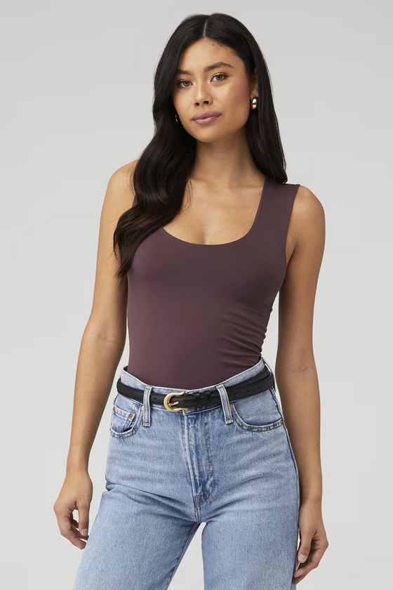 clean lines muscle cami in chocolate merlot