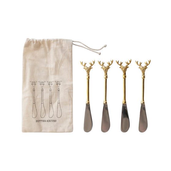 reindeer canapé knives - set of 4