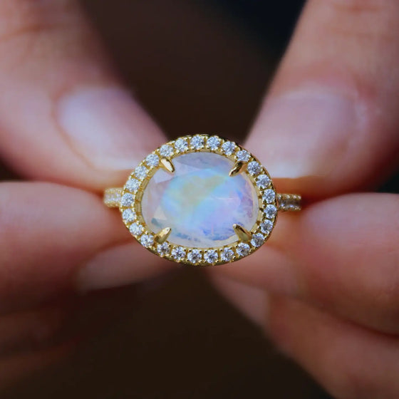 skye rainbow moonstone ring