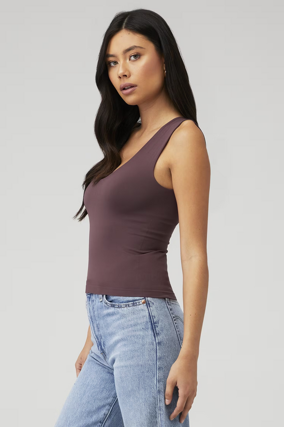 clean lines muscle cami in chocolate merlot