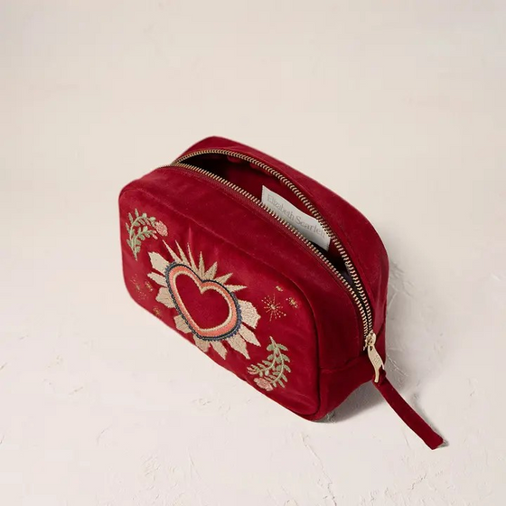 sacred heart makeup bag in rouge