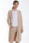 cotton cashmere shaker belted cardigan in brown sugar