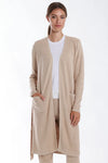 cotton cashmere shaker belted cardigan in brown sugar