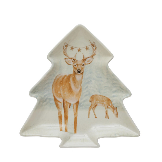 stoneware plate with deer