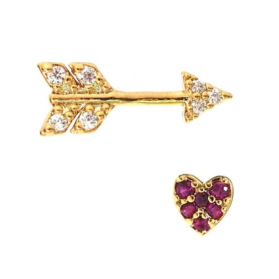 arrow + heart studs