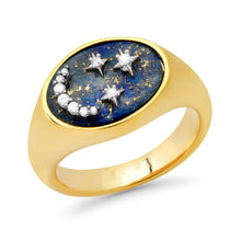  lapis star + moon signet ring