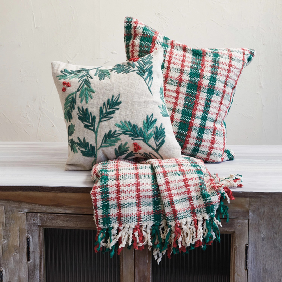 woven cotton + jute pillow