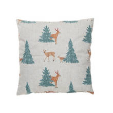  embroidered woodland deer pillow