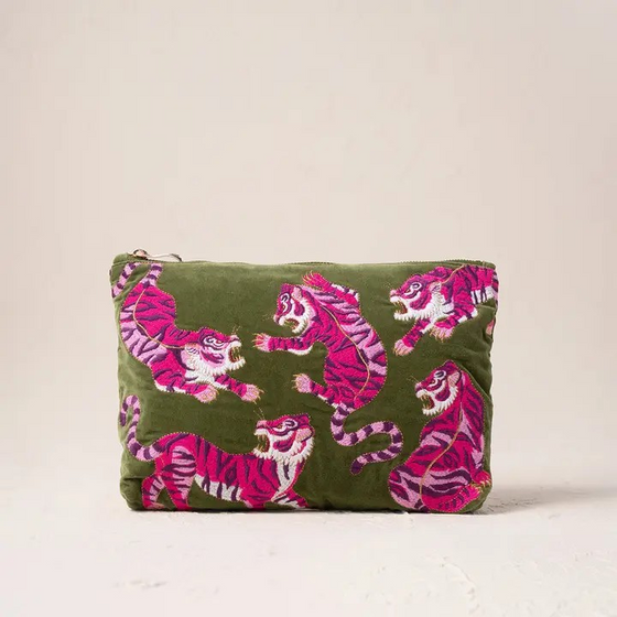 wild tiger everyday pouch - fern green