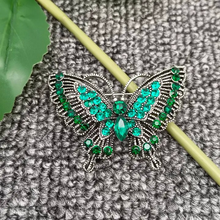  vintage jade rhinestone butterfly brooch