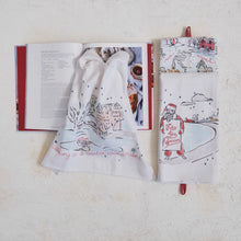  holiday scene cotton tea towel